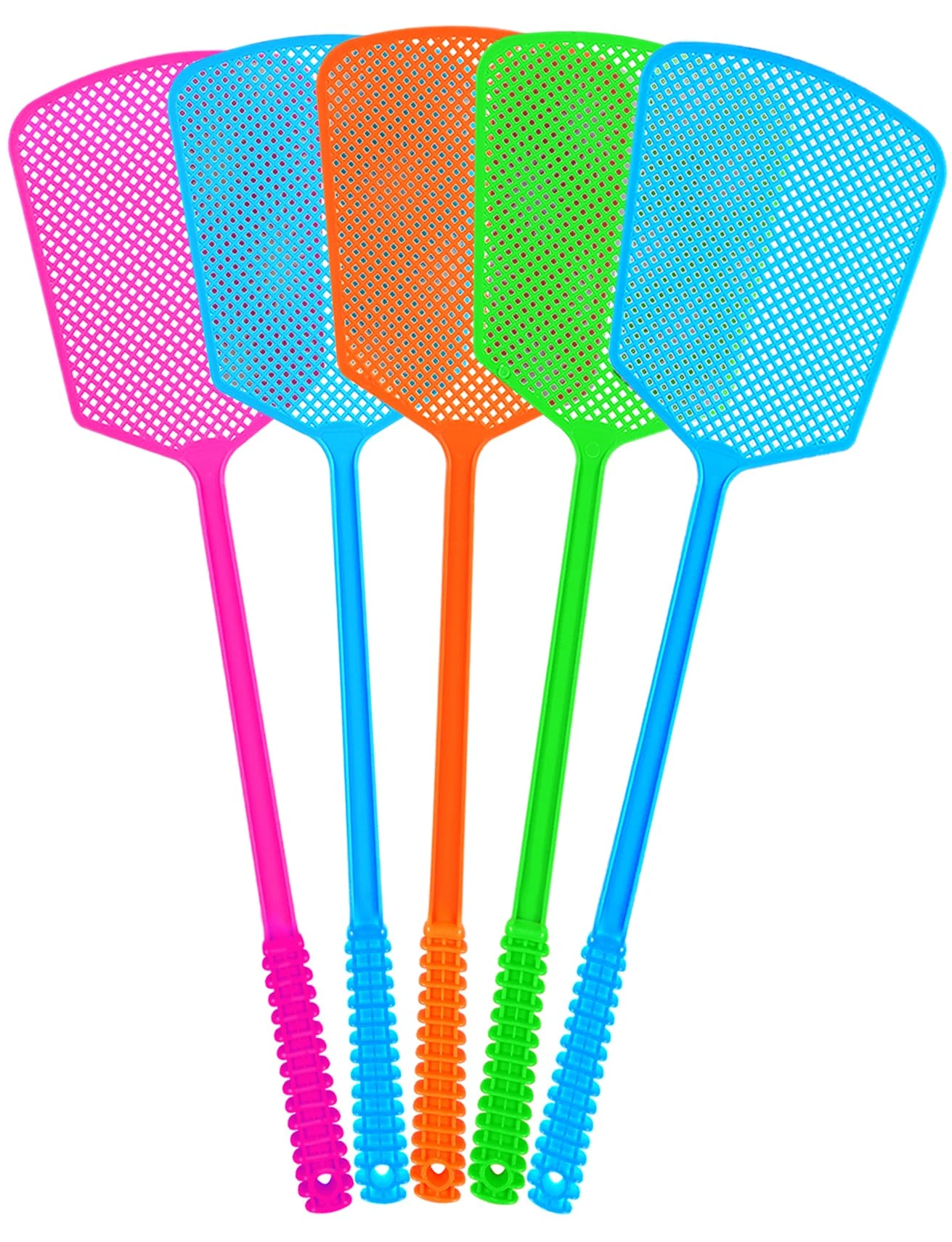 Fly Swatters,5 Pack Plastic Heavy Duty Multipack Matamoscas, Long Handle Fly Swat Shatter Bulk, Large Bug Swatter That Work for Indoor and Outdoor By LifHap