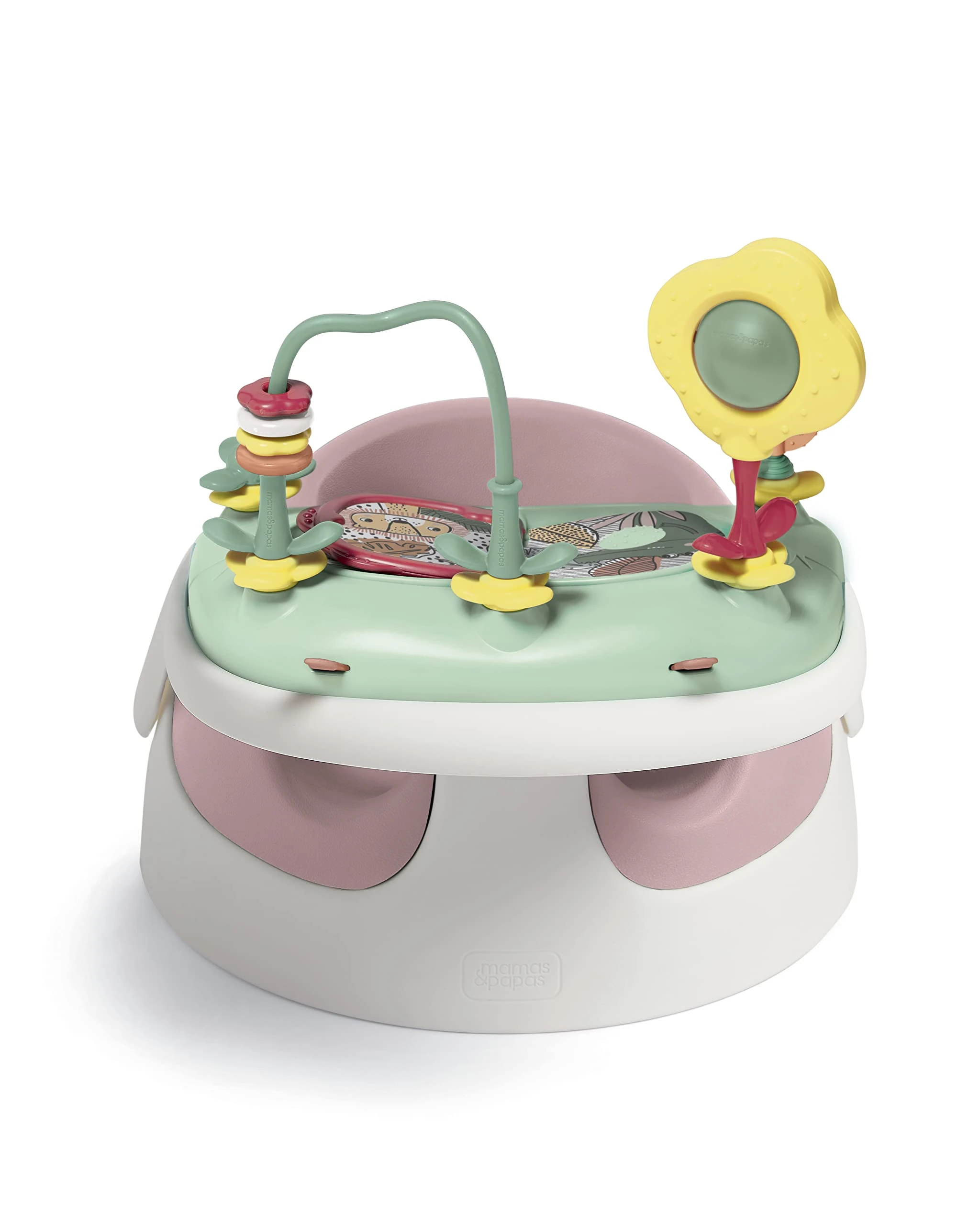Mamas & Papas Baby Snug Seat and Activity Tray with Adjustable Features, Supportive, Stable and Easy Clean Design in Blossom (Pink), Suitable from 3 to12 Month Approx