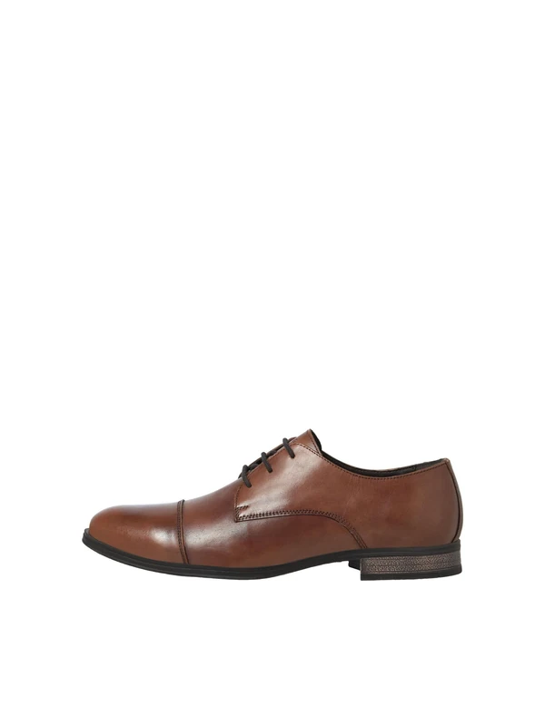 JACK & JONES Raymond Leather Shoe Mens Derby Shoes Cognac 7 (41)