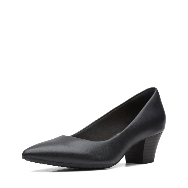 Clarks Women's Teresa Step Pump, Black Leather, 6.5 Wide