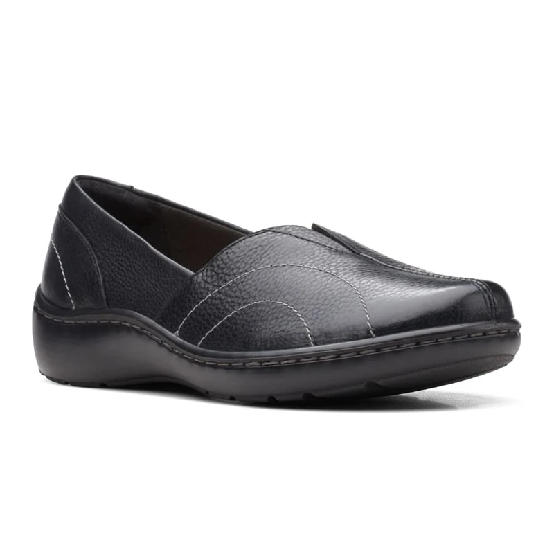 Clarks Womens Collection Loafer, Black Leat, 7