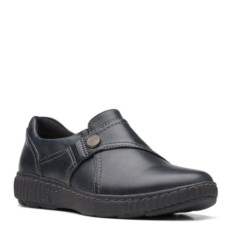 Clarks Women's Caroline Pearl Loafer, Black Leather, 4.5 UK