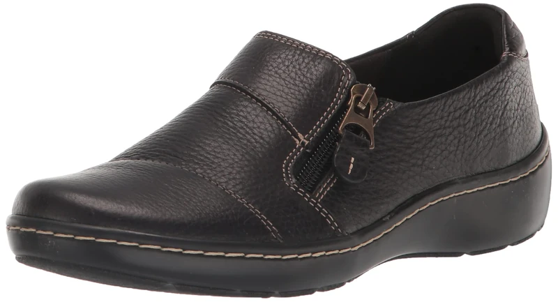 Clarks - Womens Cora Harbor Shoes, Color Black Leather, Size: 7.5 UK Wide