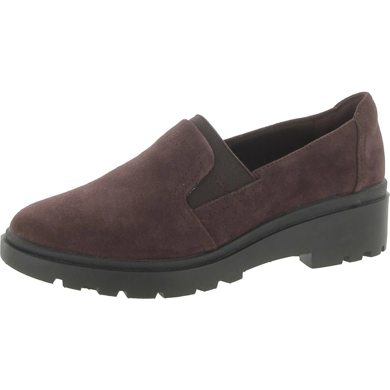Clarks Women's Calla Ease Loafer Flat, Burgundy Suede, 6 UK