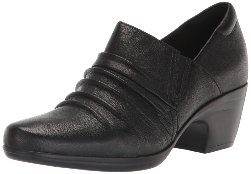 Clarks Women's Emily Cove Pump, Black Leather, 4.5 UK