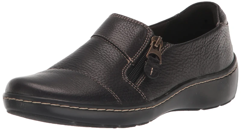 Clarks Women's Cora Harbor Loafer, Black Leather, 7 UK