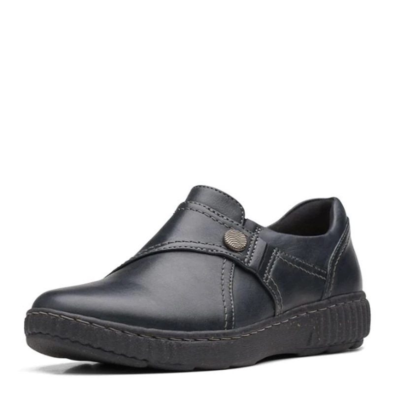 Clarks - Womens Caroline Pearl Shoes, Color Black Leather, Size: 6.5 UK