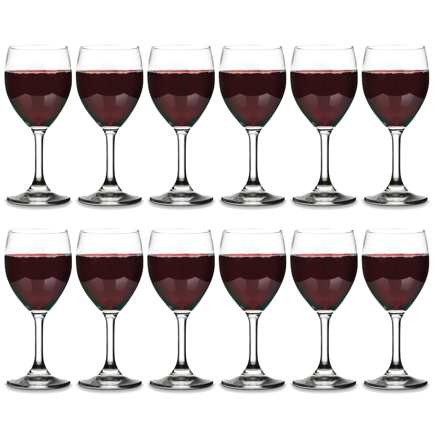 Vikko 8.5 Ounce Glass Wine Glasses Set of 12 - Small Stemmed Glasses for Red and White Wine, Clear, Thick and Durable