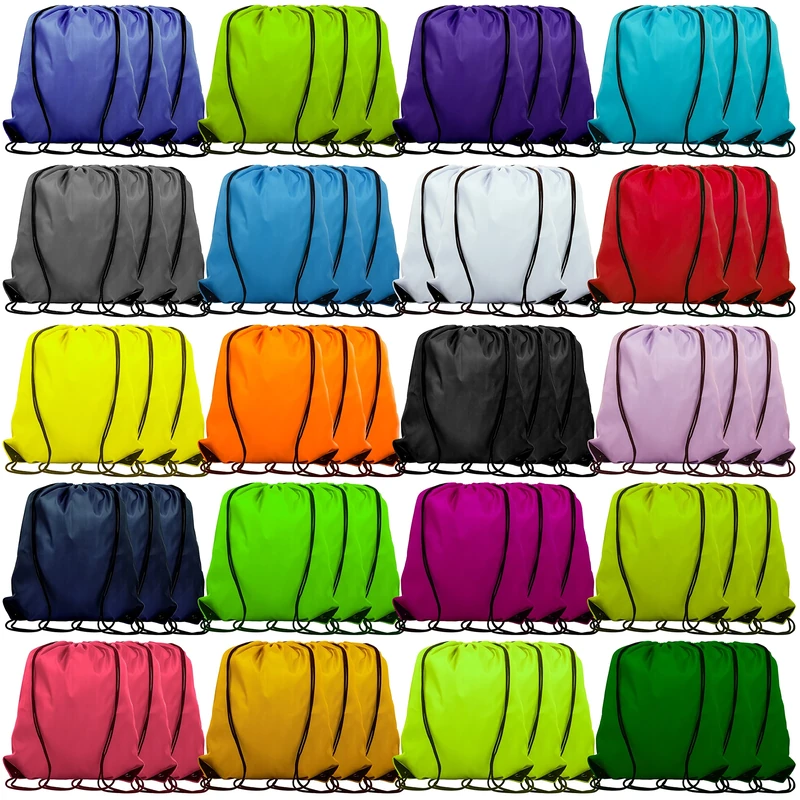 Topspeeder Drawstring Bag, Waterproof Drawstring Gym Bag, 20 Color Durable drawstring bags for Men Women, Sports Backpack Bag for Travel School Shopping 60Pcs