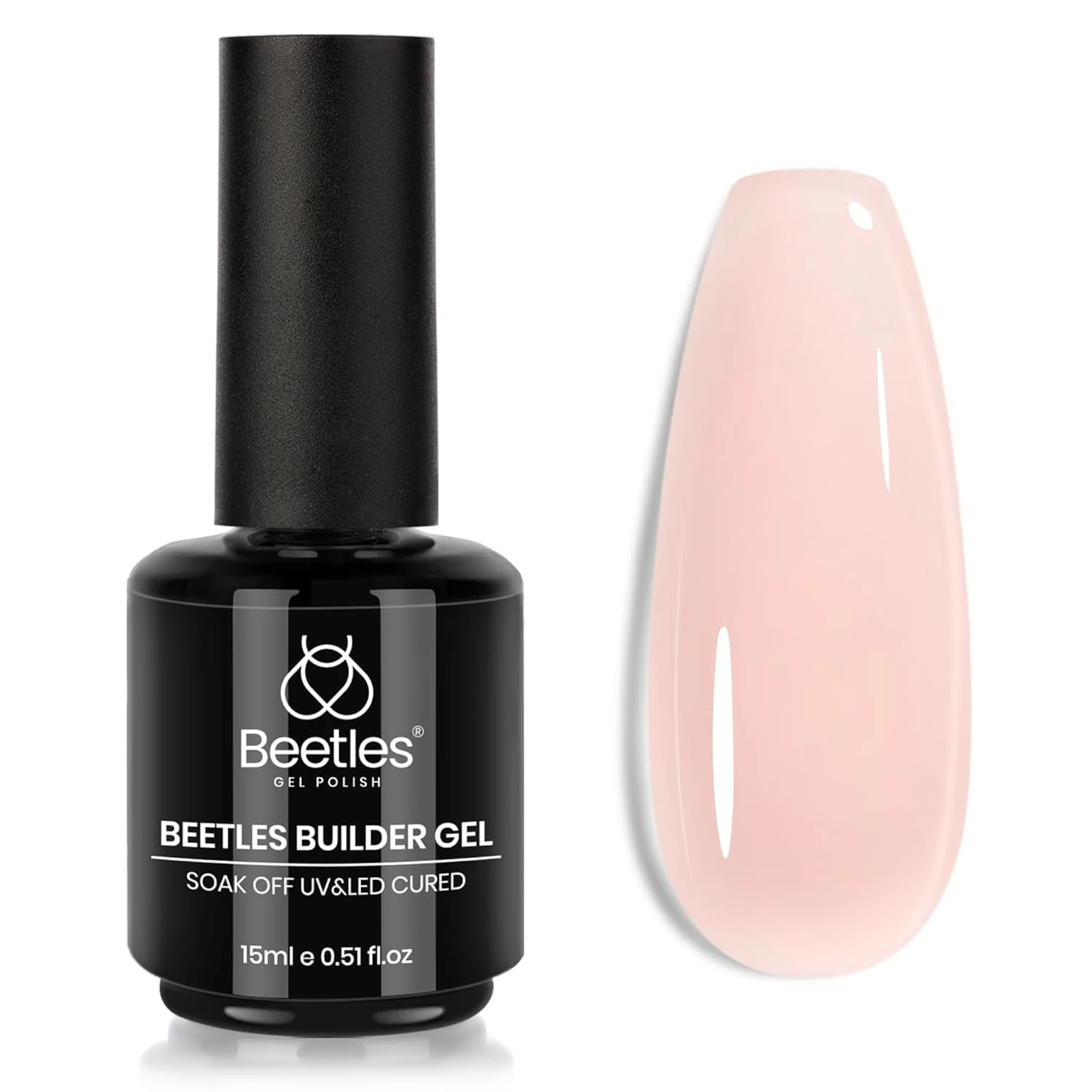 Beetles Builder Gel, 15ml 7 in 1 Transparent Nude Colour Building and Strengthener Jelly Hard Gel Easy Nail Extension Home Manicure Gift for Her