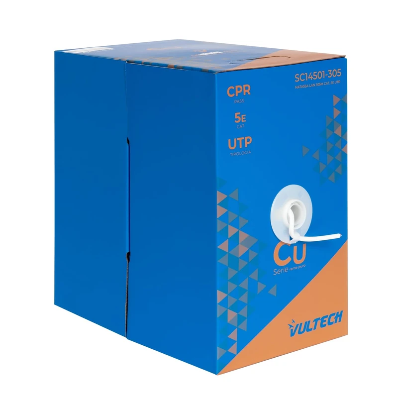 Vultech SC14501-305 Skein Lan Cat. 5E UTP 305m 23AWG CU CPR PASS LSZH Sheath CAT.5E UTP PURE COPPER Ethernet Network Coil ideal for 10/100/1000Mbps High Speed Network Systems