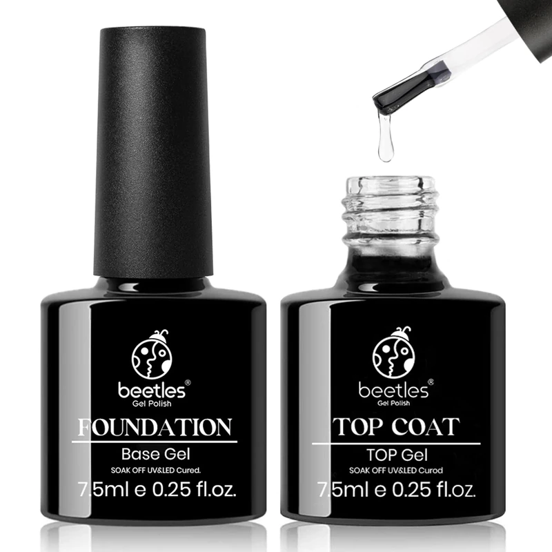 Beetles Gel Polish Top & Base Coat Set - 2 x 7.5ml, 21+ Day Shine
