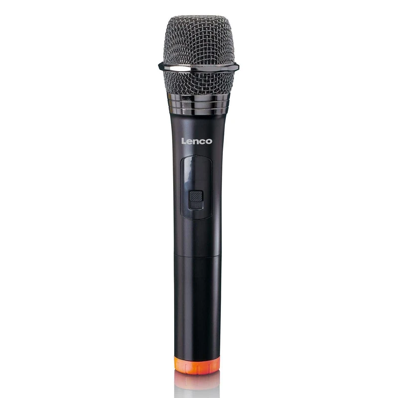 Lenco MCW-011 Wireless Microphone with Receiver 6.5 mm Plug Integrated Battery with 2000 nAH up to 15 m Range 863.5 MHz Black