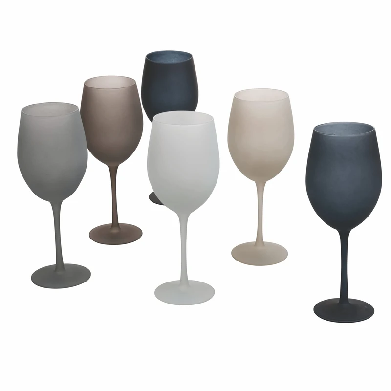Villa d’Este Home Tivoli Happy Hour Stones Set of 6 Frosted Glass goblets 550 ml
