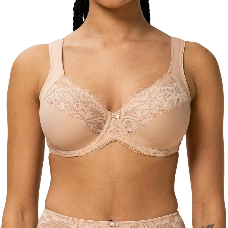 Triumph Modern Lace + Cotton Bra W02, Neutral Beige, 44 C