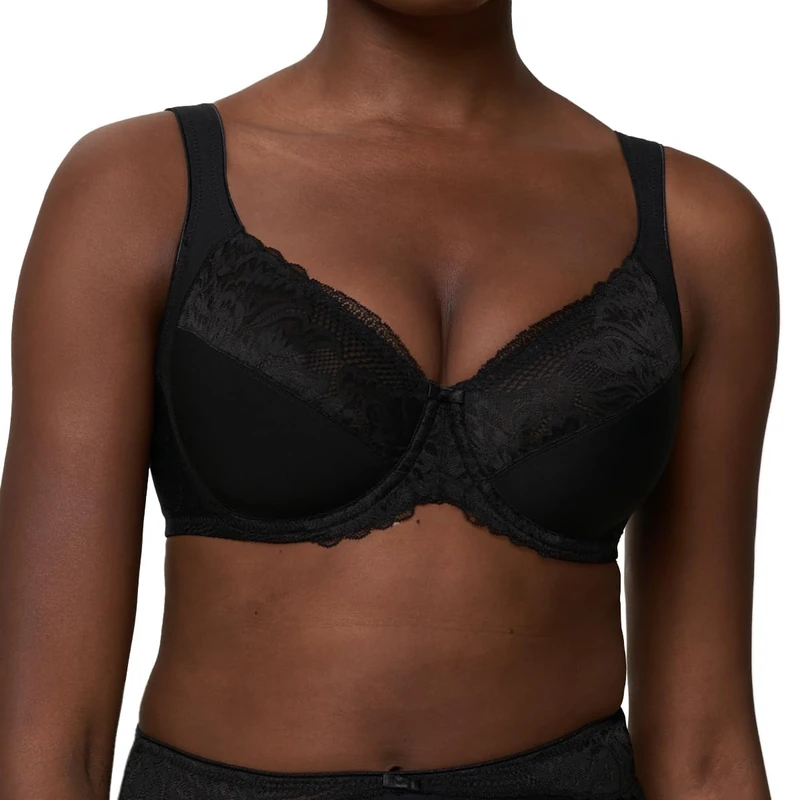 Triumph Women's Modern Lace+Cotton W02 Bra, Black, 40E