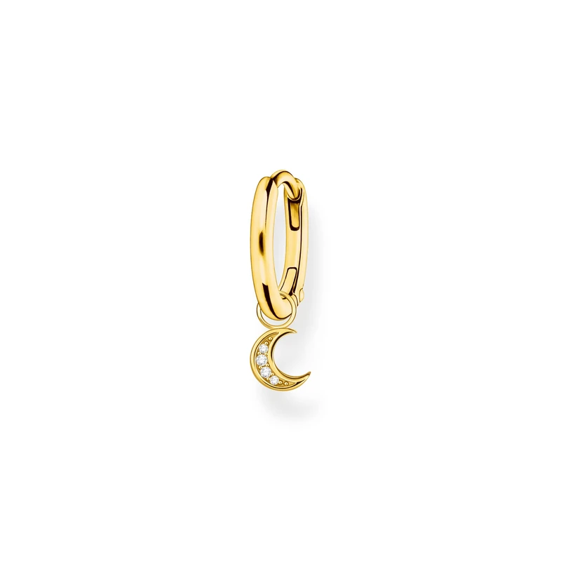 THOMAS SABO Single hoop earring with moon pendant gold 925 Sterling Silver, 18k Yellow Gold Plating