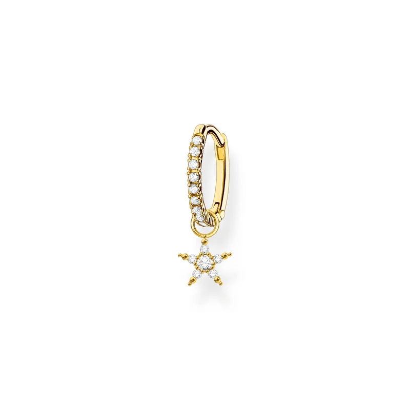 THOMAS SABO Single hoop earring with star pendant gold 925 Sterling Silver, 18k Yellow Gold Plating