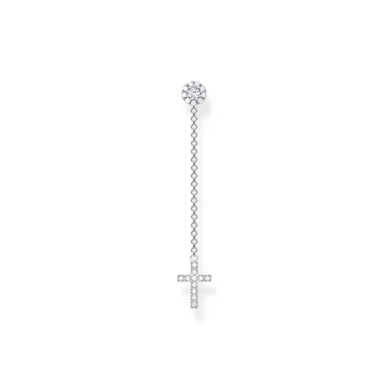 THOMAS SABO Single ear stud with cross pendant long silver 925 Sterling Silver