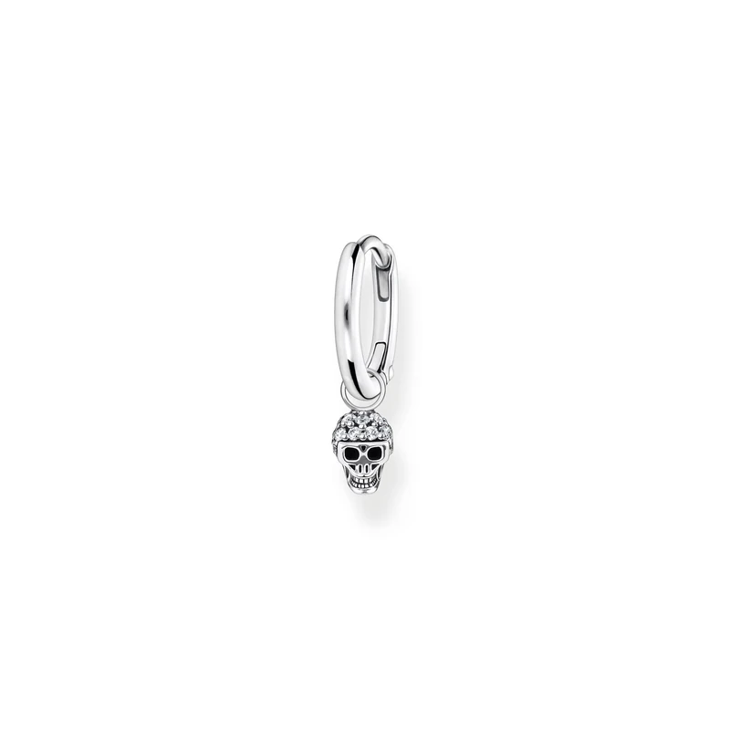 THOMAS SABO Single hoop earring with skull pendant silver 925 Sterling Silver, Blackened