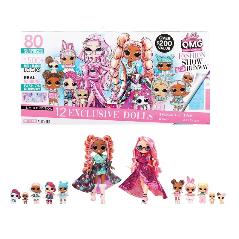 LOL Surprise Fashion Show Mega Runway - 4-In-1 Playset with 80 Surprises Including 12 Dolls, Accessories & More - 1500+ Mix & Match Looks - Collectable - For Kids Ages 4+