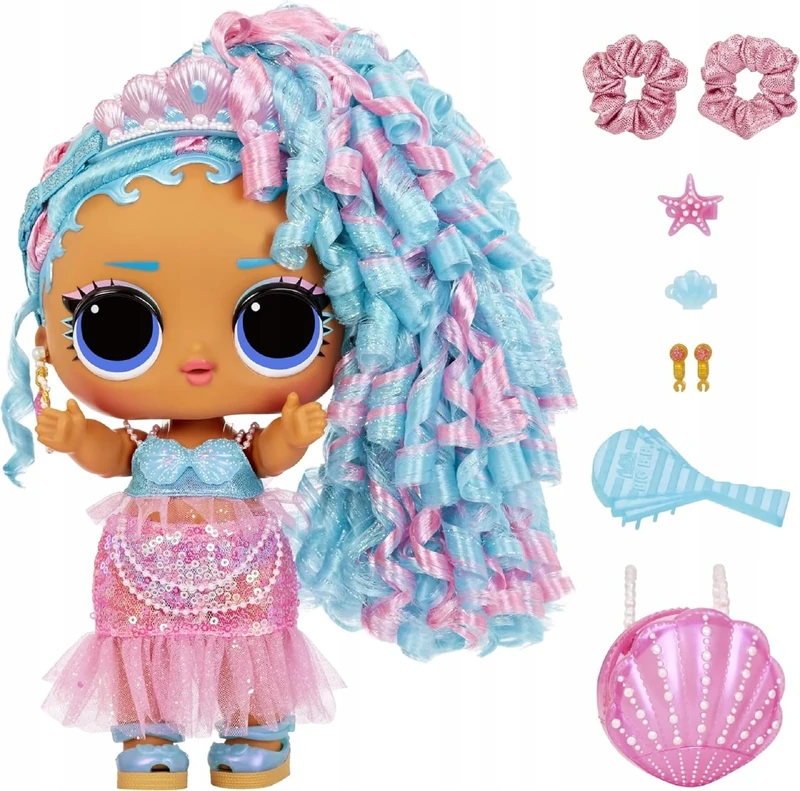 L.O.L. Surprise! Big Baby Hair Large Doll - Splash Queen - Doll with 14 Surprises Including Shareable Accessories and Real Hair, Suitable for Kids and Collectors Ages 4+, Multicolor, 11”/27.94 cm