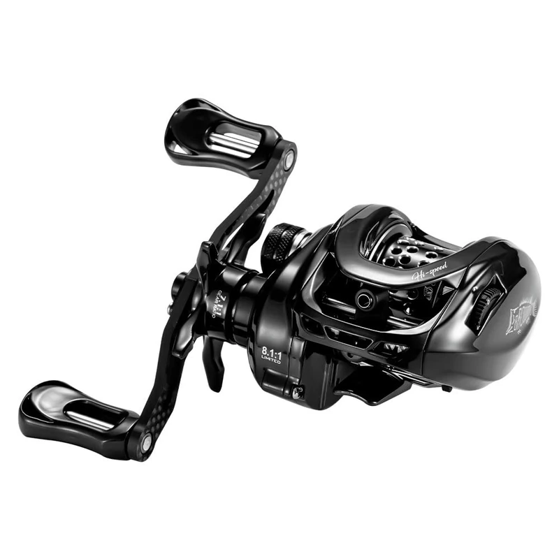 DOVIELLO BMC100 150g/0.33LB Carbon Aluminum BFS Baitcaster Reel with Drag Clicker, 8.1:1 High Speed, 11+1BB, Black, Left Hand, Baitcasting