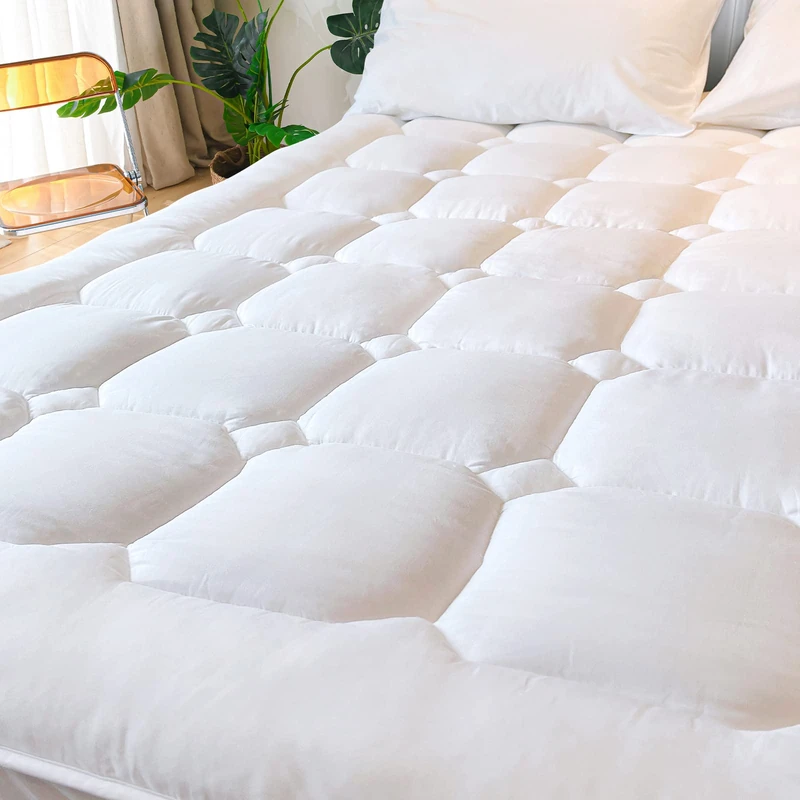 UNILIBRA King Size Mattress Pad Cooling Rayon from Bamboo, Quilted Fitted Mattress Protector Pillow Top Mattress Cover with Deep Pocket Up to 16 Inches, Ultra Soft Filling Mattress Topper