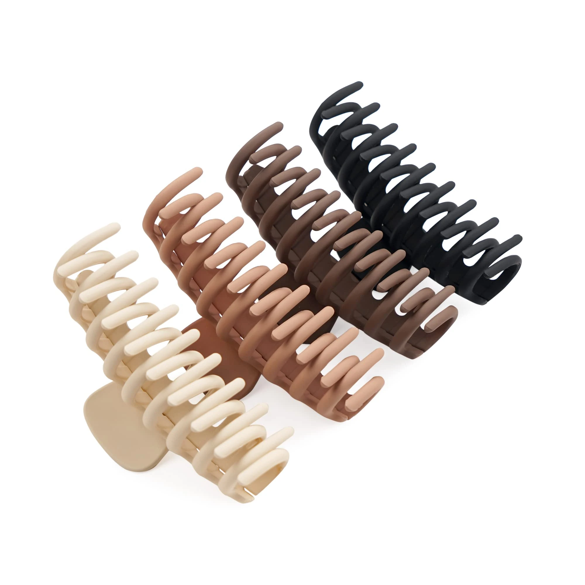JOYOYO 4 Pcs Hair Claw Clips Hair Clips for Women and Girls Thick Hair - Natural Colors Lightweight Non-slip with Comb Teeth Strong Hold Large Size 4.3 Inch