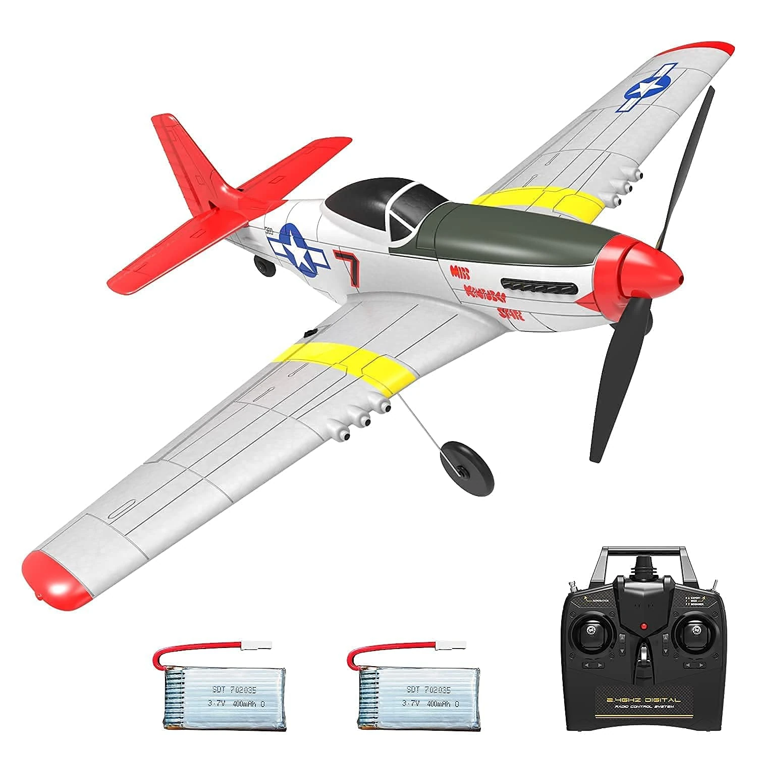 VOLANTEXRC RC Plane for Beginners 4-CH Remote Control Plane Ready to Fly P51 Mustang with Xpilot Stabilization System, One Key Aerobatic, 2.4ghz Radio Controlled Airplane for Adults (761-5 RTF)