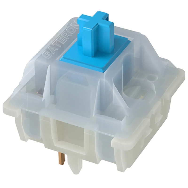kutethy Gateron Mechanical Keyboard Switches Milky Blue Yellow 5 Pin for All MX Mechanical Keyboards (72 Pieces, Blue)