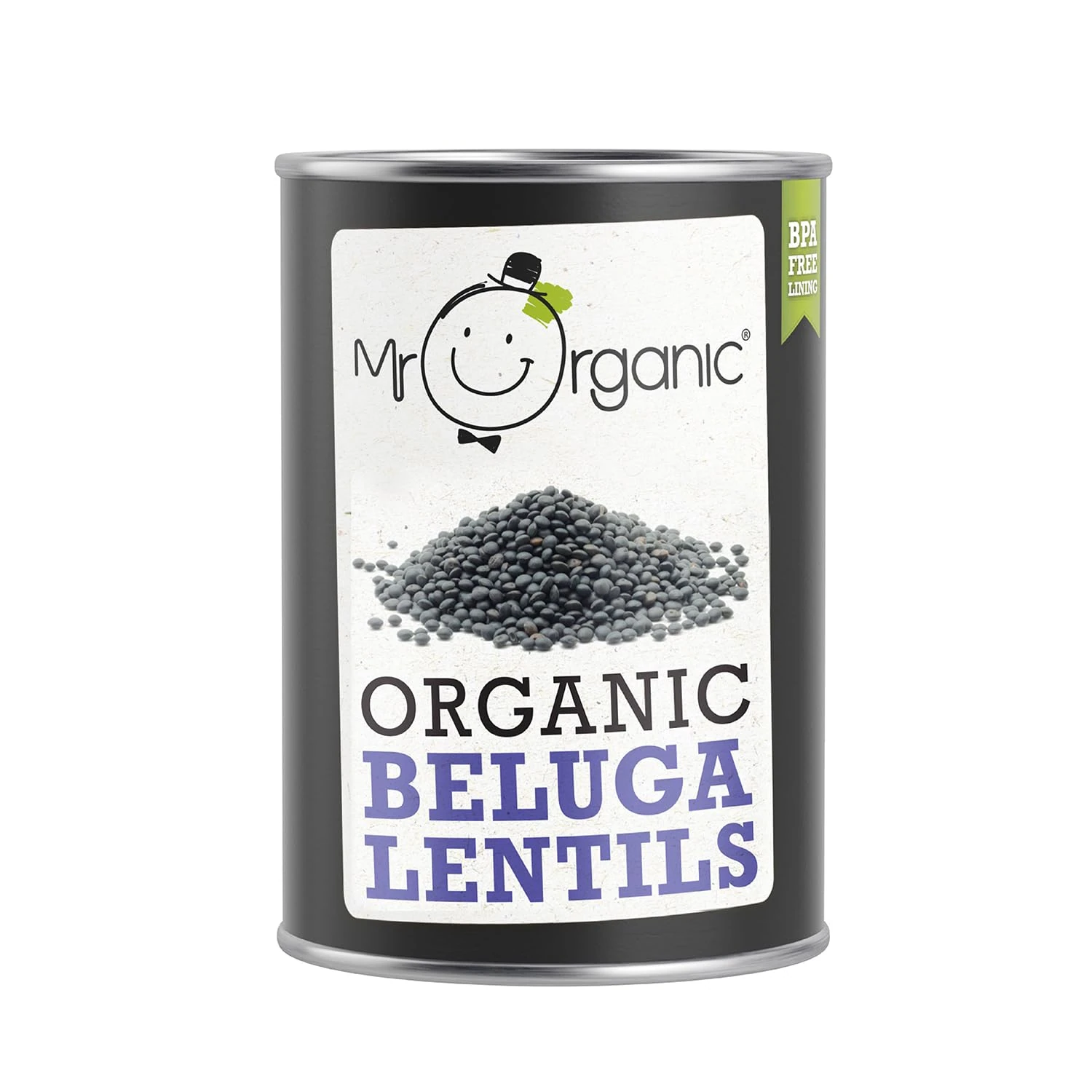 Mr Organic - Organic Beluga Lentils 400g - Non GMO & Preservative Free - Vegan - for Home Cooking