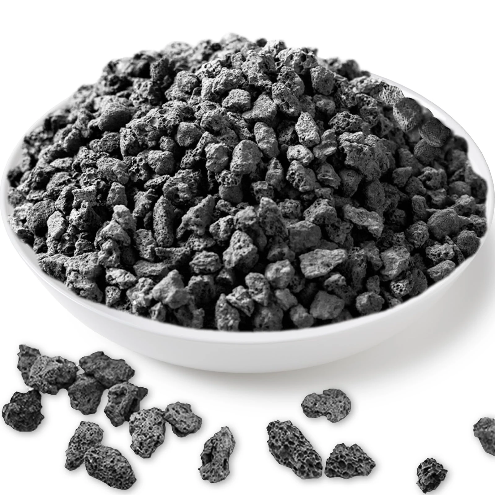 Black Horticultural Lava Rock for Plants, Natural Volcanic Stone Succulent Cactus Bonsai Potting Decorative Soil, Cover Plant Drainage Gravel Terrarium Indoor Outdoor Gardening Top Dressing, 2lb