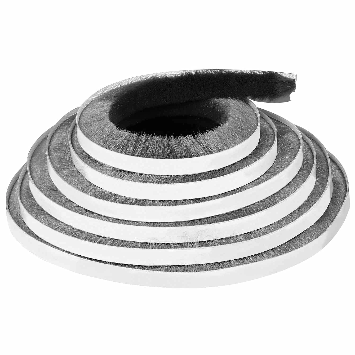 MILEQEE Door Brush Seal, 33Feet, 10m Long Felt Pile Weather Stripping for Doors, Weather Strip for Windows Cabinet, Self Adhesive Draft Blocker, Dust Stopper Sliding Door Seal Winter, Grey, Brush 23mm