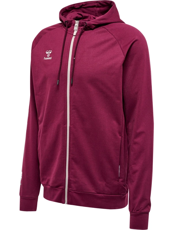 hummel Unisex Hmlmove Grid Cotton Zip Hoodie Hooded Sweatshirt Grape Wine