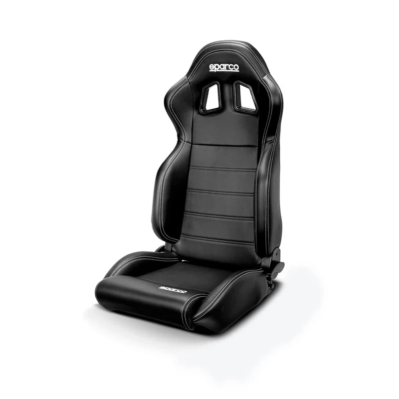 Sparco Sport Seat R100 MY22 - Black Skai + White Stitching - Reclinable