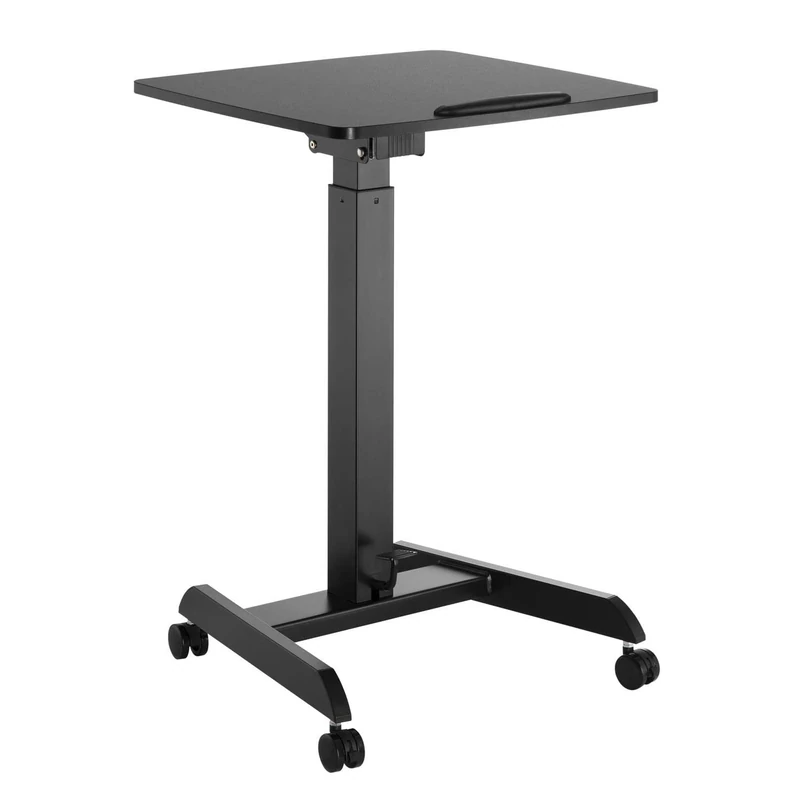 Maclean MC-892B Height-Adjustable Laptop Table With Castors Sit-Stand Desk Up To a Maximum Of 113cm 30 Degrees Tiltable Black