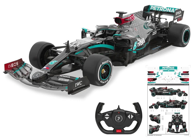 JAMARA Mercedes-AMG F1 W11 EQ Performance 1:12-2.4GHz for Multiplayer Operation, Officially Licensed, Faithful Painting, Includes Decorative Sheet, Black, 402106