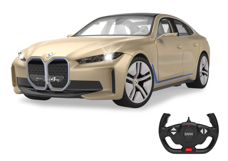 JAMARA BMW i4 Concept 1:14 2.4GHz - Officially Licensed, Approx. 1 Hour Driving Time, Approx. 11 km/h, Perfectly Replicated Details, Detailed Interior, LED Interior Lighting, Gold, 402108