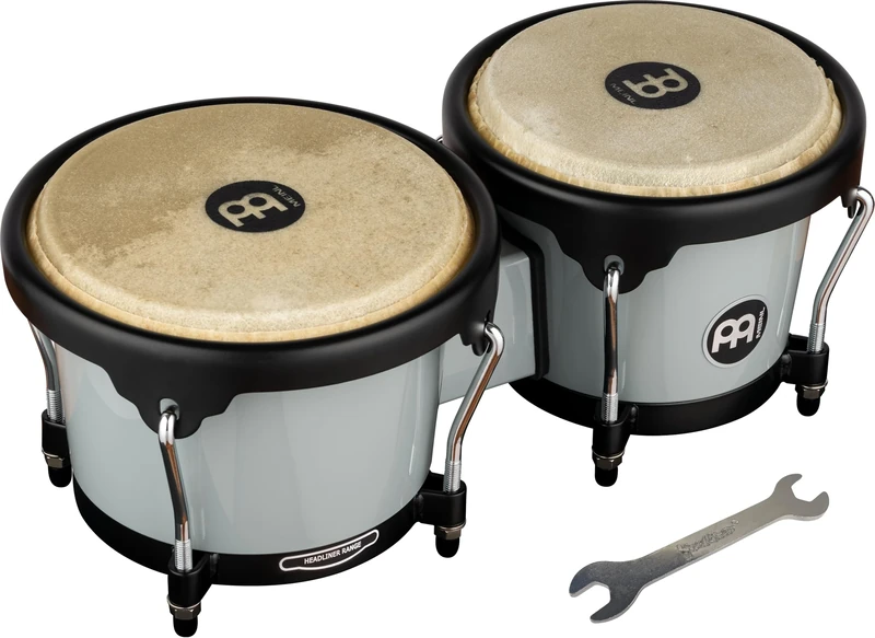 Meinl Percussion Bongos Journey Series - 2 hand drums with 6.5 and 7.5 inches - including tuning key - ABS plastic, Gray (HB50UG)