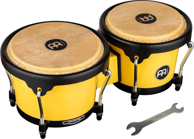 Meinl Percussion Bongos Journey Series - 2 hand drums with 6.5 and 7.5 inches - including tuning key - ABS plastic, Yellow (HB50IY)
