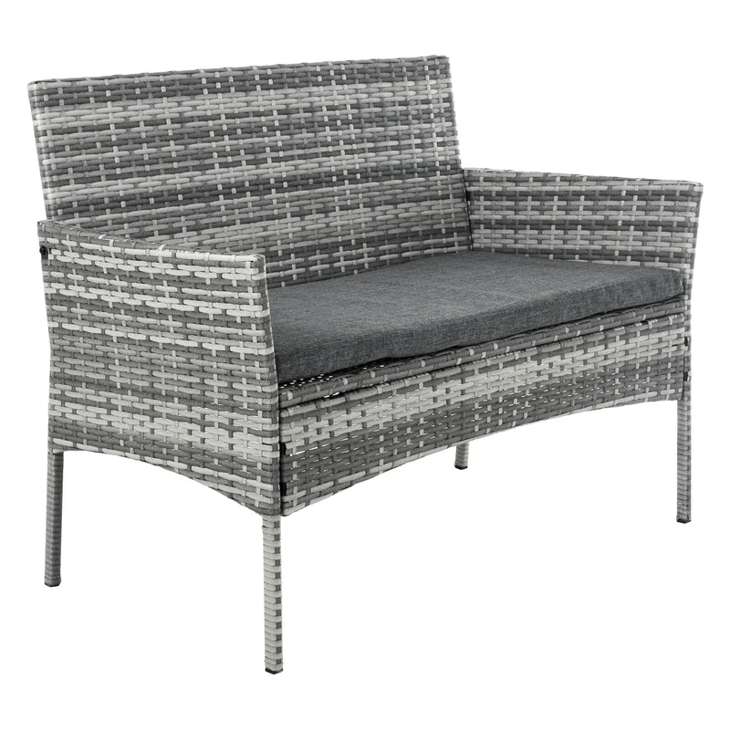 Azuma Grey Rattan 2 Seater Garden Bench Outdoor Furniture Steel frame Woven Cover