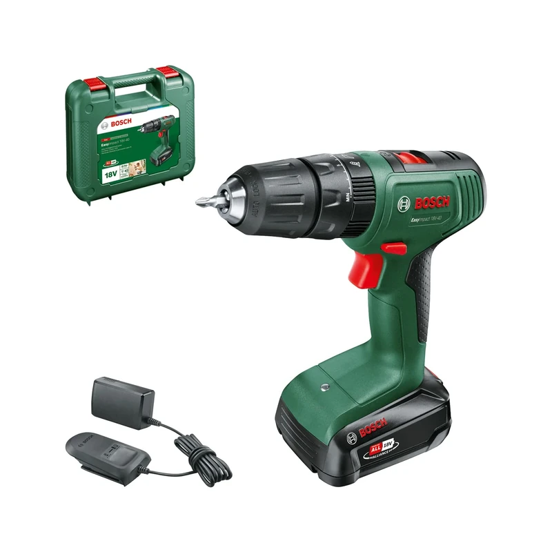 Bosch Home and Garden EasyImpact 18 V-40 Battery Hammer Drill (1 x 2.0 Ah Battery, 18 V System, in Carrying case)
