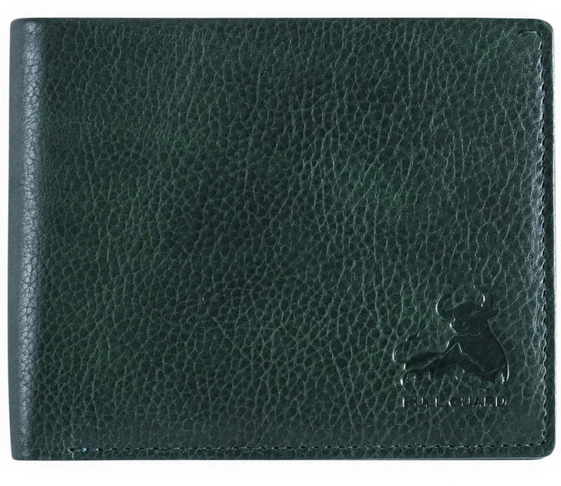 RFID Bifold Leather Wallet for Men with Flip Up ID in Vintage Buffalo Brown, Buffalo Wild Green Trail, Classic
