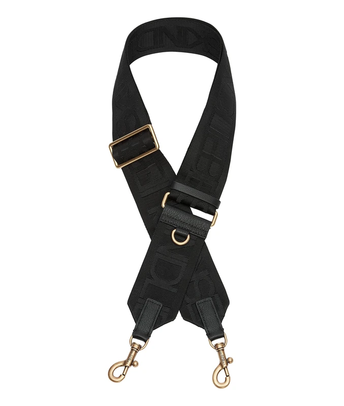 Liebeskind Women's Logo Webbing Strap Shoulder Straps Long, Black gold, one size