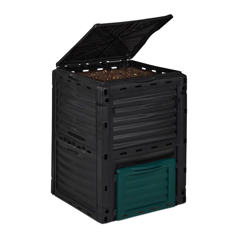 Relaxdays Composter, 230l, Plastic, Quick, for Kitchen & Garden Waste, Environment-Friendly, HWD: 80 x 60 x 57 cm, Black