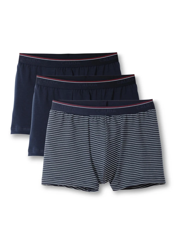 CALIDA Natural Benefit Men's Boxer Shorts Pack of 3, Dark Sea, 56 - Image 1