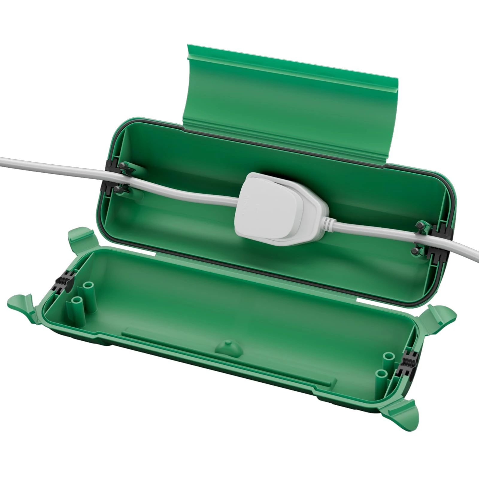 RESTMO Outdoor IP44 Waterproof Connection Box (29 × 11 × 7.5cm), Weatherproof Extension Lead Cover, Safety Seal Enclosure for Holiday Lights, LED Strips, Power Tools, Fountain, Green