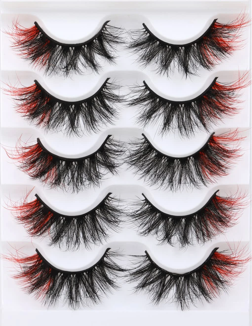 False Eyelashes Fluffy Faux Mink Lashes Wispy Colored Lashes Red Strip Lashes Pack by Kiromiro (Red)