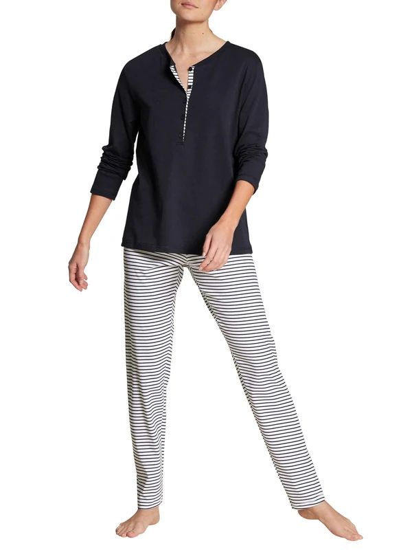 CALIDA Women's Midsummer Dreams Pajama Set, Dark Lapis Blue, XS